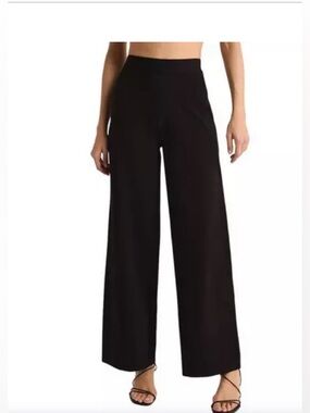 Z Supply Do It All  Black High-Rise Wide-Leg Trousers Size M